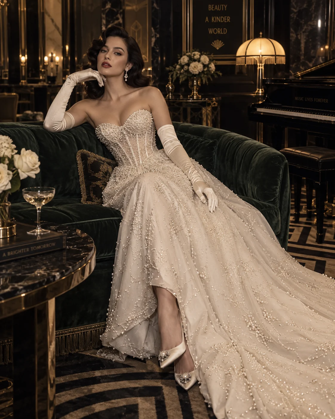 Embroidered couture bridal silhouette